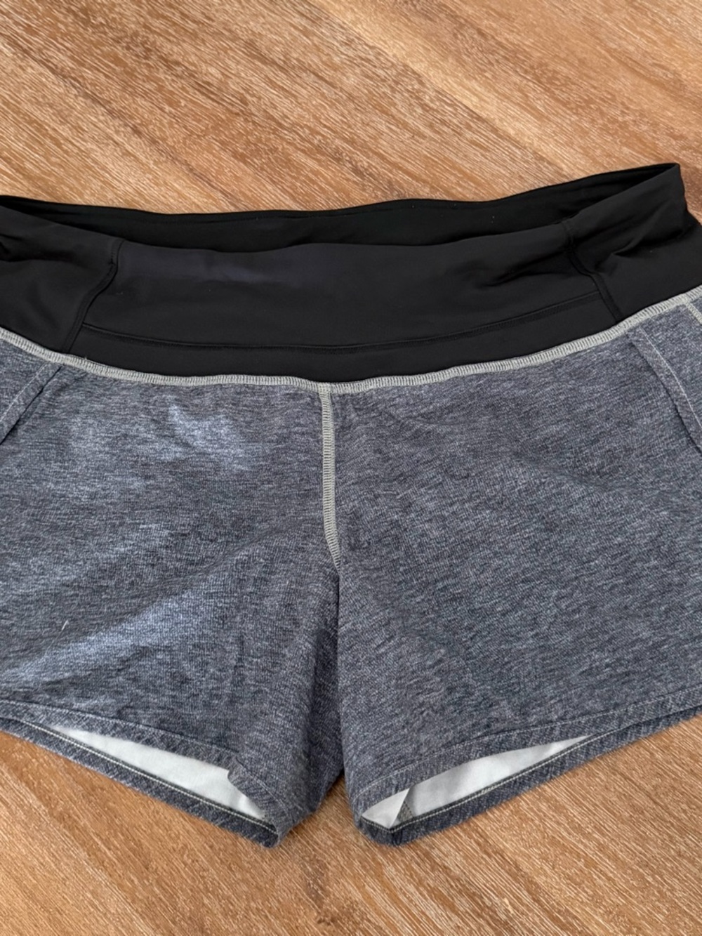 lululemon athletica Black Waistband Heather Gray Athletic Shorts